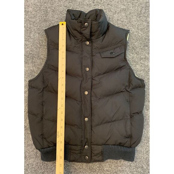 Gap Down Puffer Vest Womens S High Neck Banded Waist Snap Pockets - Picture 3 of 8